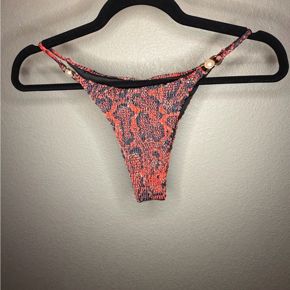 Red and Black Snake Print Bikini Bottom